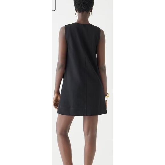 NWT J. Crew Button Front Shift Dress Size M Black Drapey Crepe - Picture 2 of 13